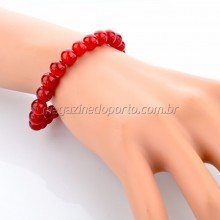 Bracelete Pedra Agata Vermelha Natural Thai
